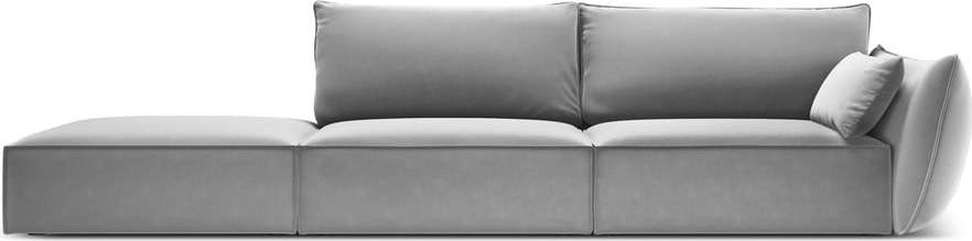 Světle šedá sametová pohovka pravý roh 264 cm Vanda – Mazzini Sofas Mazzini Sofas