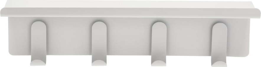 Světle šedý ocelový nástěnný věšák s poličkou 11