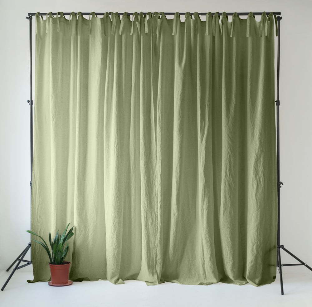 Světle zelený lněný závěs 140x170 cm Sage – Linen Tales Linen Tales
