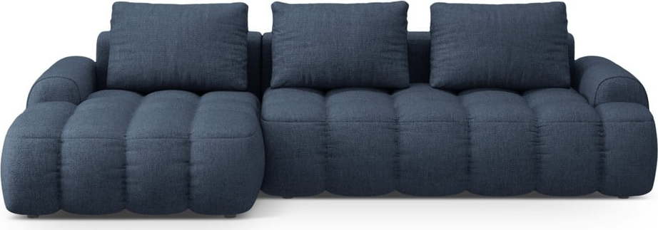 Tmavě modrá rozkládací/s úložným prostorem rohová pohovka (levý roh/s lenoškou) Linz – Cosmopolitan Design Cosmopolitan design