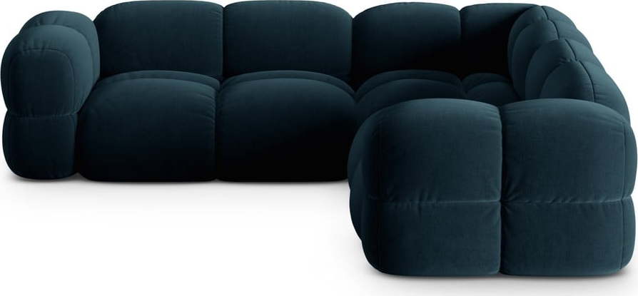 Tmavě modrá sametová rohová pohovka Loretto – Cosmopolitan Design Cosmopolitan design