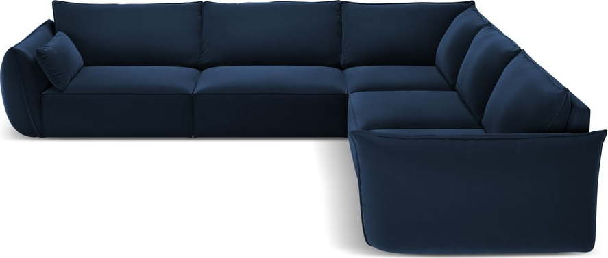 Tmavě modrá sametová rohová pohovka Vanda – Mazzini Sofas Mazzini Sofas