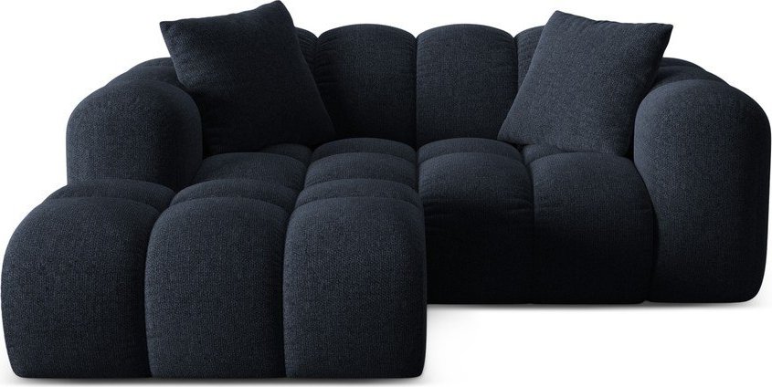 Tmavě modrá žinylková rohová pohovka (levý roh/s lenoškou) Treno – Cosmopolitan Design Cosmopolitan design
