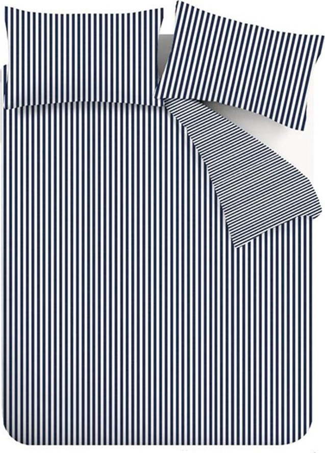Tmavě modré flanelové povlečení na dvoulůžko 200x200 cm Stripe – Catherine Lansfield Catherine Lansfield
