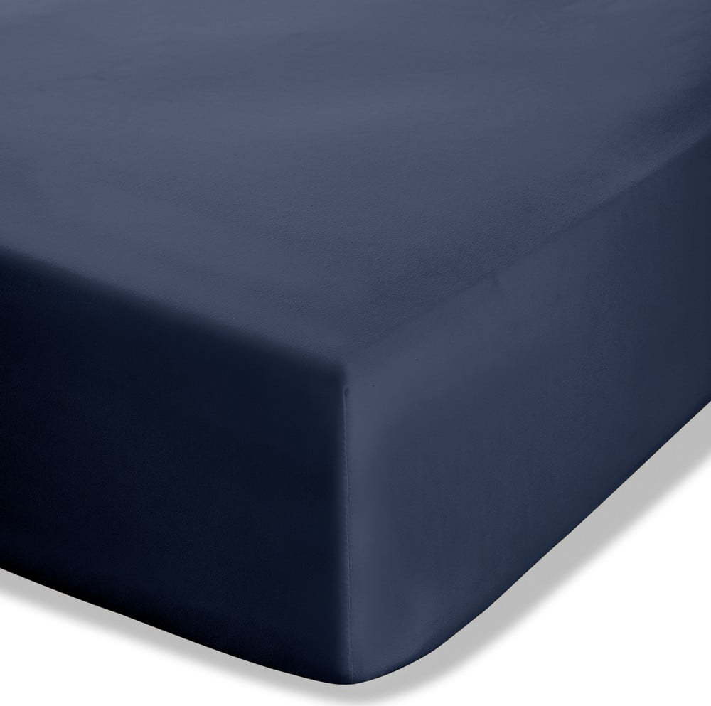 Tmavě modré napínací perkálové prostěradlo 90x190 cm Easy Iron Percale – Catherine Lansfield Catherine Lansfield