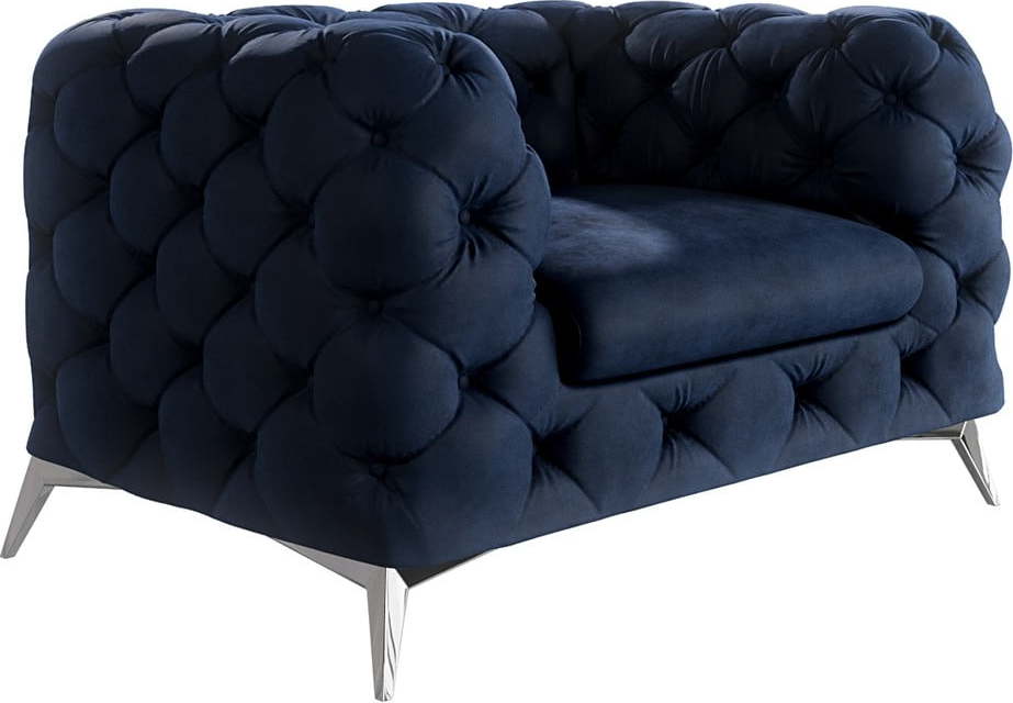 Tmavě modré sametové křeslo Chelsea – Ropez Ropez