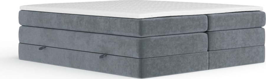 Tmavě šedá boxspring postel s úložným prostorem/bez čela 200x200 cm Juniper – Maison de Rêve Maison de Reve