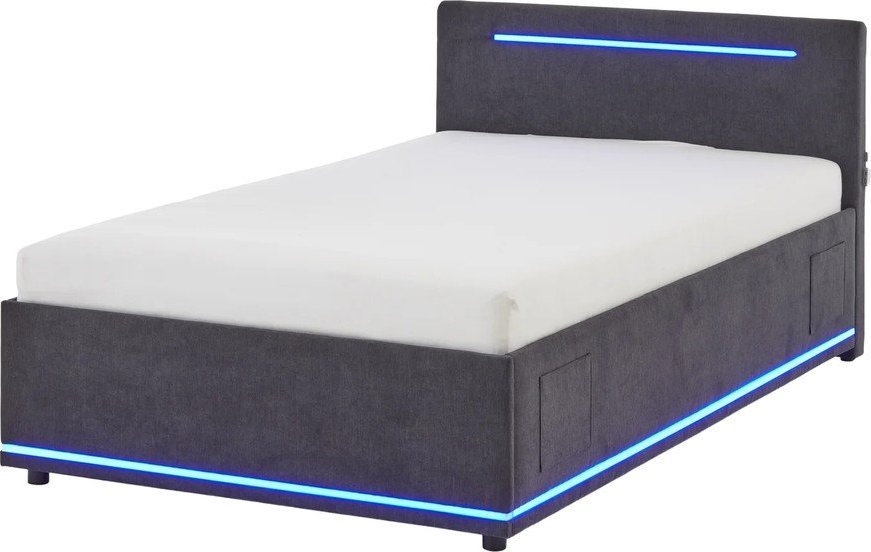 Tmavě šedá čalouněná dětská postel s úložným prostorem s roštem 140x200 cm Circle – Meise Möbel Meise Möbel