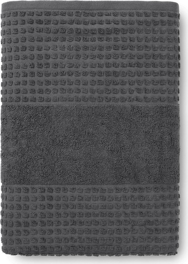 Tmavě šedá froté osuška z Bio bavlny 70x140 cm Check – JUNA Juna