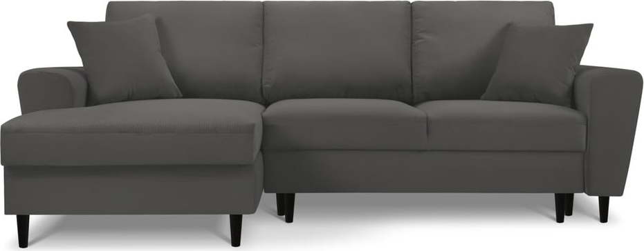 Tmavě šedá manšestrová rozkládací/s úložným prostorem rohová pohovka (levý roh/s lenoškou) Kyoto – Cosmopolitan Design Cosmopolitan design