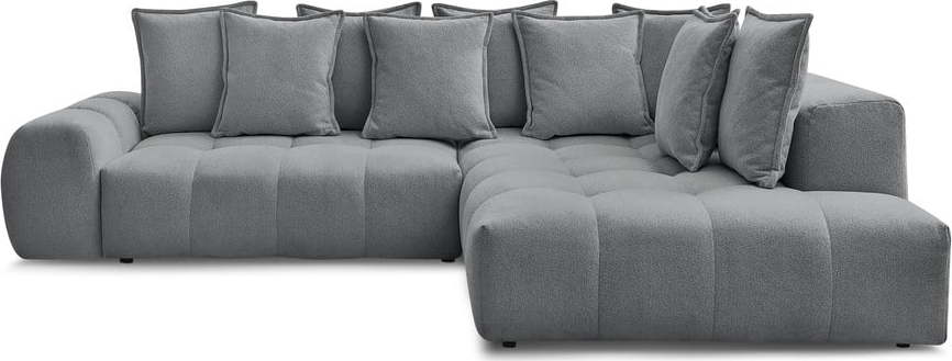 Tmavě šedá žinylková rozkládací/s úložným prostorem rohová pohovka (pravý roh/do L) Everest – Bobochic Paris Bobochic Paris