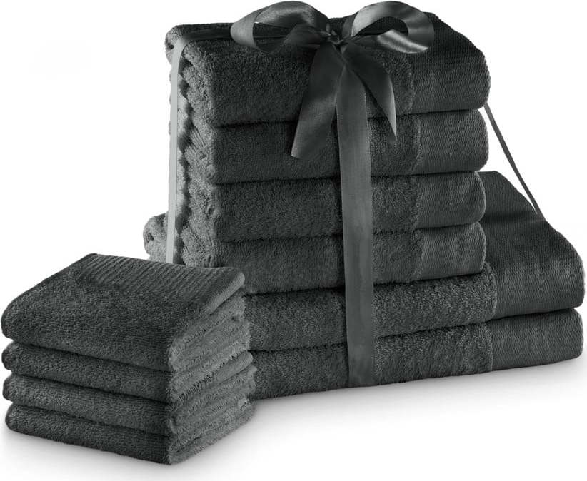 Tmavě šedé froté bavlněné ručníky a osušky v sadě 10 ks Amari – Restilo Restilo
