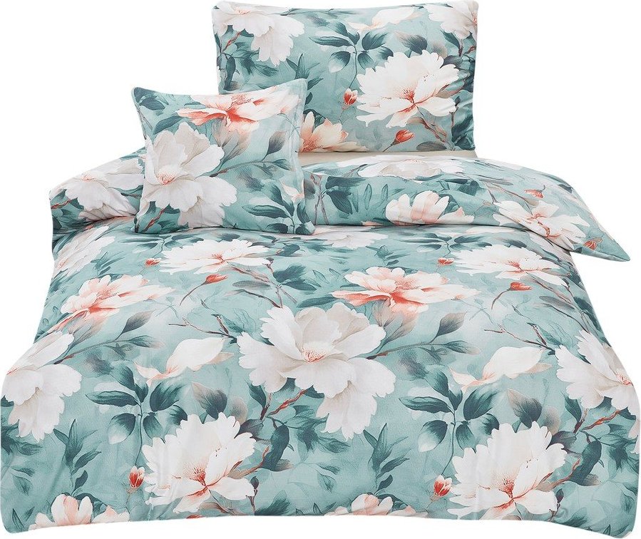 Tyrkysové 3dílné povlečení na jednolůžko z mikrosaténu 140x200 cm Selma – My House My House