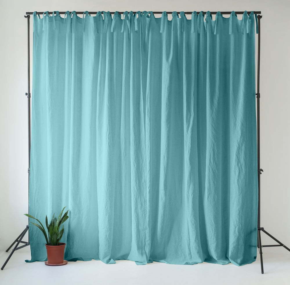 Tyrkysový lněný závěs 140x250 cm Coastal Blue – Linen Tales Linen Tales
