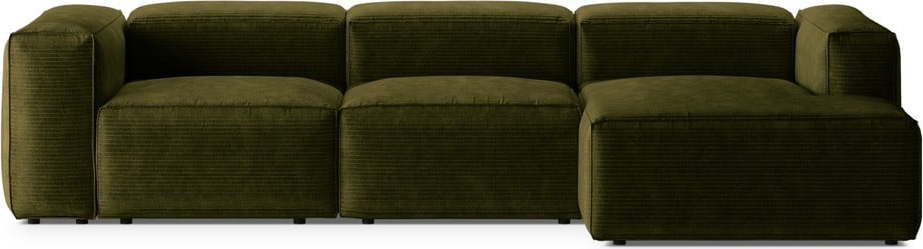 Zelená manšestrová rohová pohovka (pravý roh/s lenoškou) Bergamo – Cosmopolitan Design Cosmopolitan design