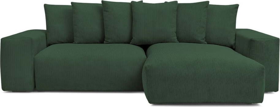 Zelená manšestrová rozkládací/s úložným prostorem rohová pohovka Voltaire – Bobochic Paris Bobochic Paris