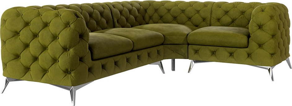 Zelená sametová rohová pohovka (pravý roh/do L) Chelsea – Ropez Ropez
