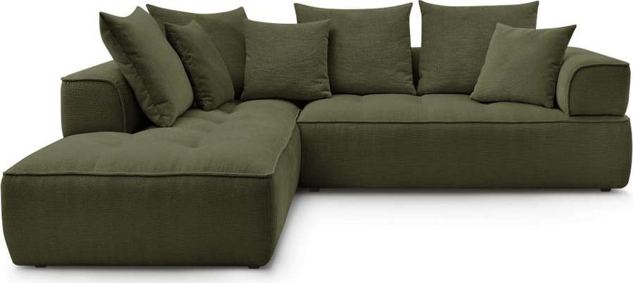 Zelená žinylková rohová pohovka (levý roh/do L) Whesley – Bobochic Paris Bobochic Paris