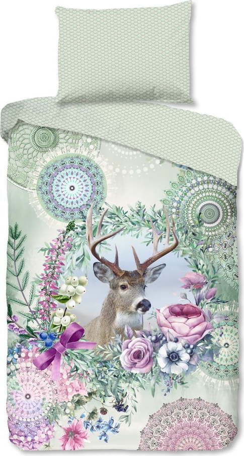 Zelené flanelové povlečení na jednolůžko 140x200 cm Romini – HIP HIP