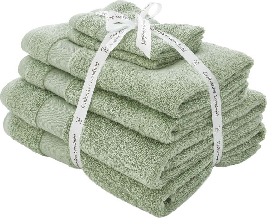 Zelené froté bavlněné ručníky a osušky v sadě 6 ks Anti-Bacterial – Catherine Lansfield Catherine Lansfield