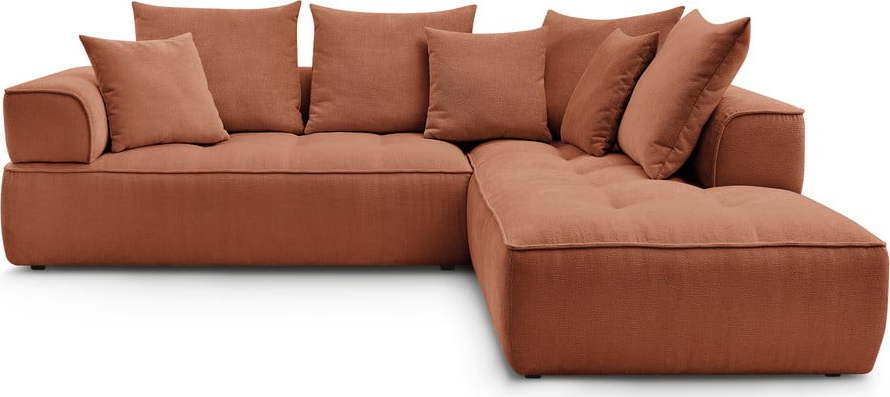 Žinylková rohová pohovka v terakotové barvě (pravý roh/do L) Whesley – Bobochic Paris Bobochic Paris