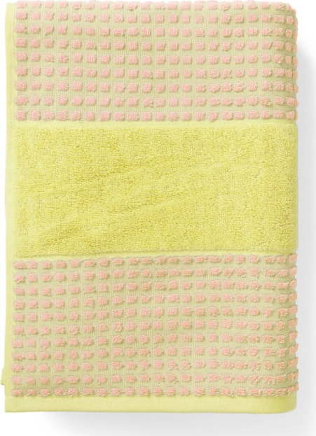 Žlutý/růžový froté ručník z Bio bavlny 50x100 cm Check – JUNA Juna