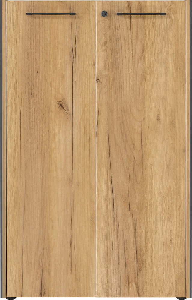 Antracitová/v přírodní barvě uzamykatelná skříňka v dekoru dubu 75x120x40 cm Podium – Germania Germania