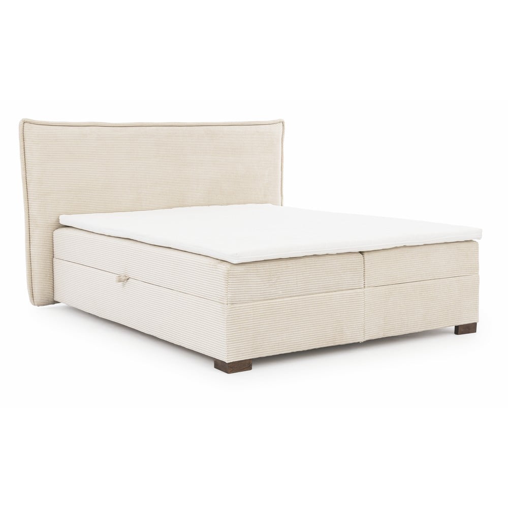 Béžová boxspring postel s úložným prostorem 160x200 cm Lysa – Ropez Ropez