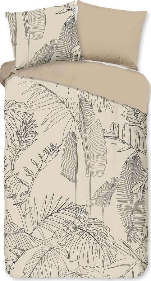 Béžové bavlněné povlečení na jednolůžko/prodloužené 140x220 cm Sym – Good Morning GOOD MORNING