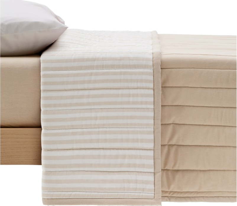 Béžový prošívaný přehoz z Bio bavlny 180x240 cm Sini – Kave Home Kave Home