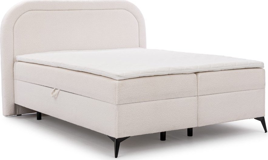 Bílá boxspring postel s úložným prostorem 160x200 cm Ornes – Ropez Ropez