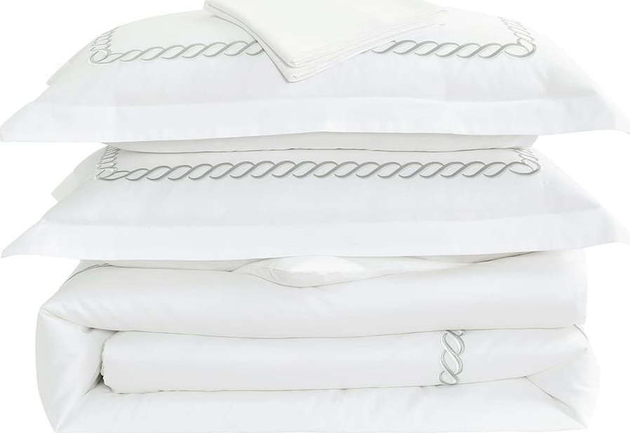 Bílé povlečení na jednolůžko z bavlněného saténu s prostěradlem/6dílné 140x200 cm Whispered Serenity – Mila Home Luxury Mila Home Luxury