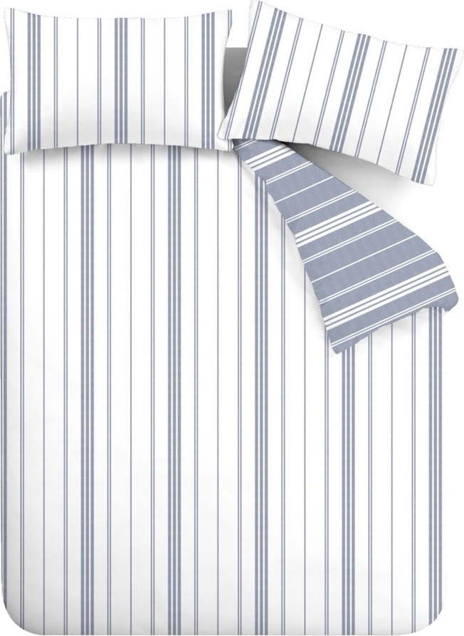 Bílé/modré povlečení na dvoulůžko 200x200 cm Harbour Stripe – Catherine Lansfield Catherine Lansfield