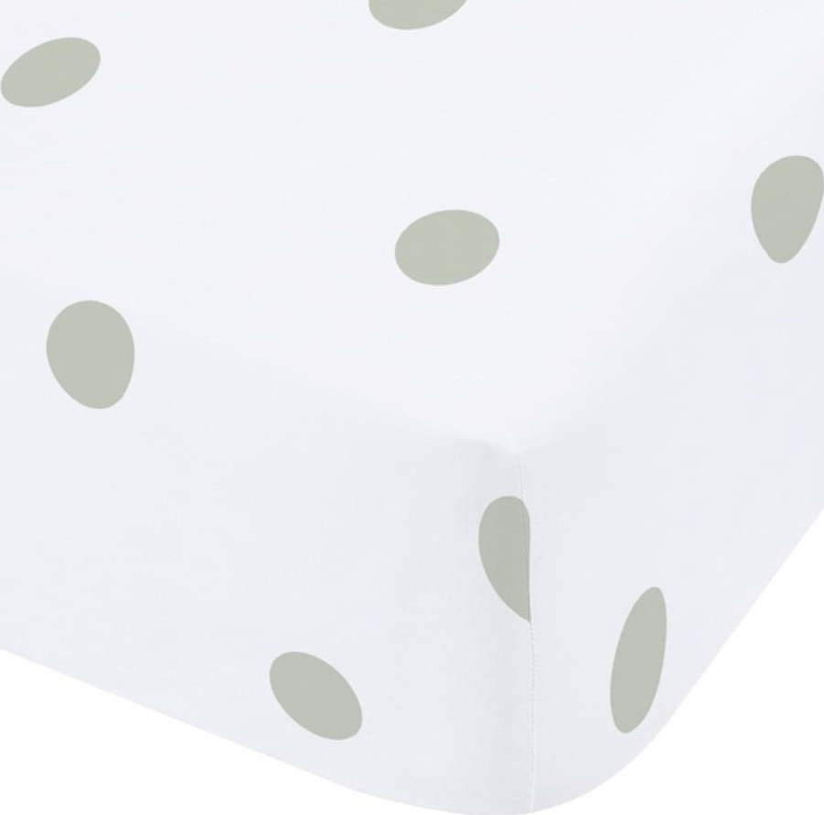 Bílé/zelené napínací flanelové prostěradlo 90x190 cm Polka Dot – Catherine Lansfield Catherine Lansfield