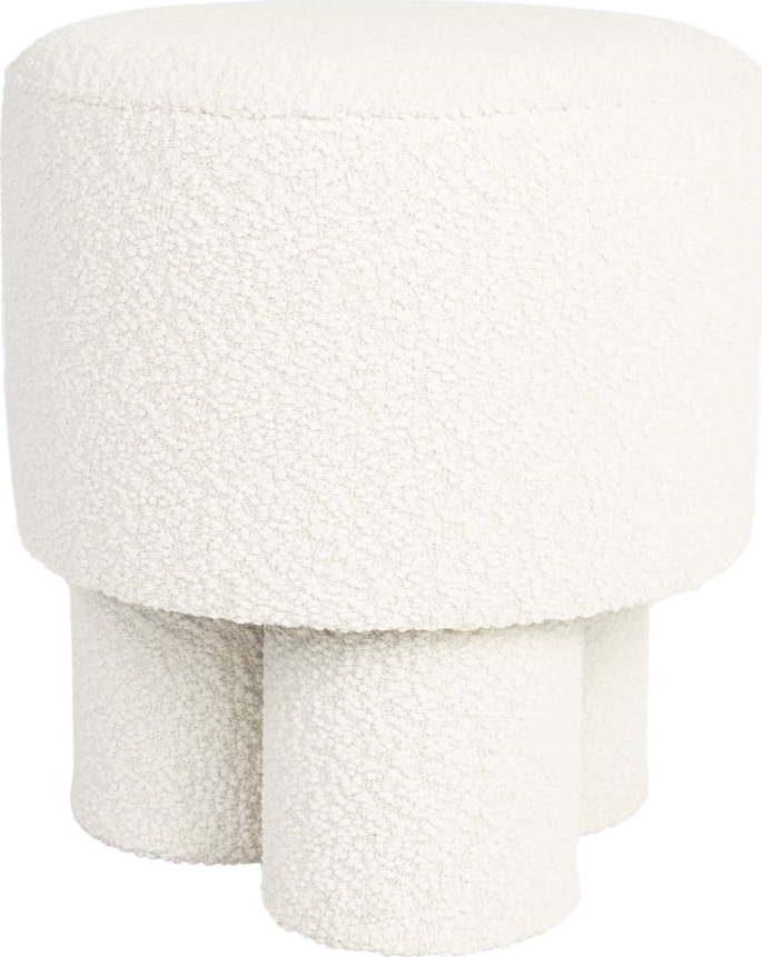 Bílý taburet z textilie bouclé Marcos – White Label White Label