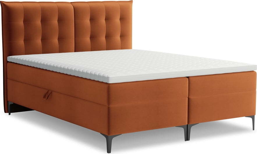Boxspring postel s úložným prostorem 160x200 cm v terakotové barvě Mikana – Makamii Makamii