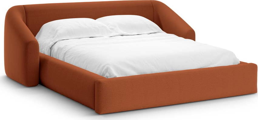 Čalouněná dvoulůžková postel s úložným prostorem s roštem 160x200 cm v cihlové barvě Campi – Cosmopolitan Design Cosmopolitan design