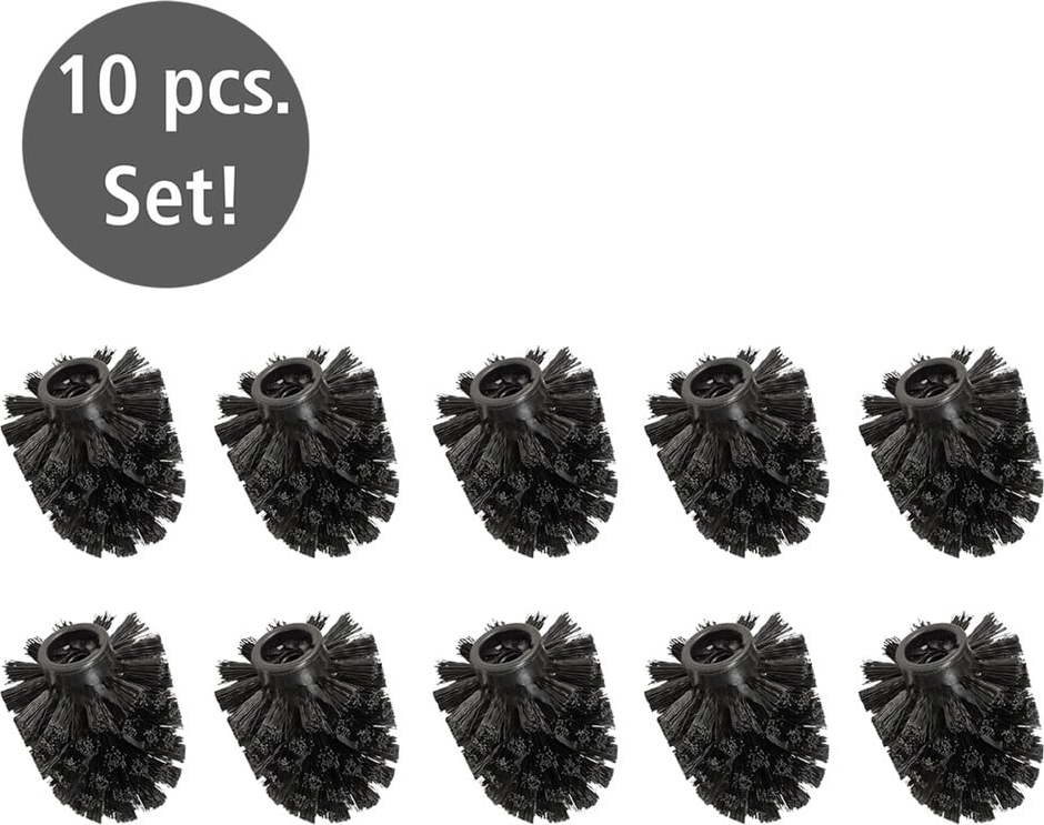 Černé plastové náhradní hlavice pro WC kartáče v sadě 10 ks Ø8cm – Wenko WENKO