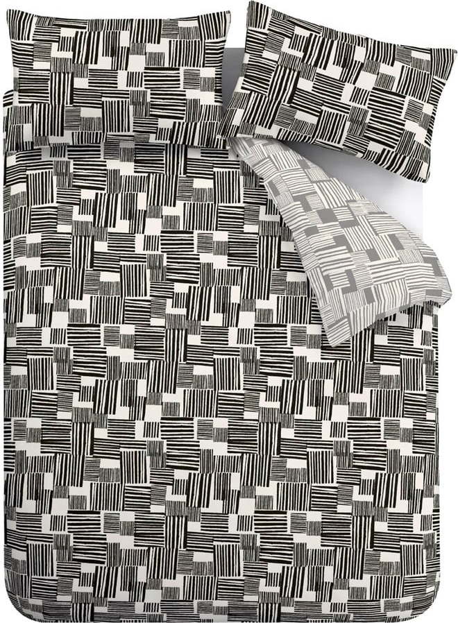 Černé/šedé povlečení na dvoulůžko/prodloužené 230x220 cm Blocks – Catherine Lansfield Catherine Lansfield