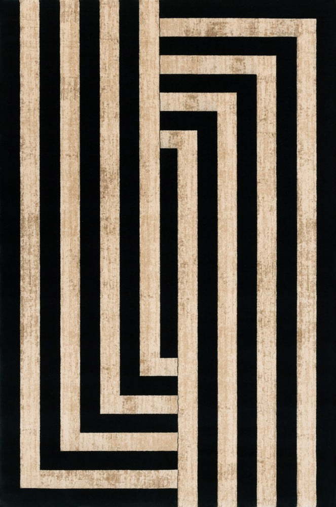 Černo-béžový vlněný koberec 170x240 cm Agnus Art Deco II – Agnella Agnella