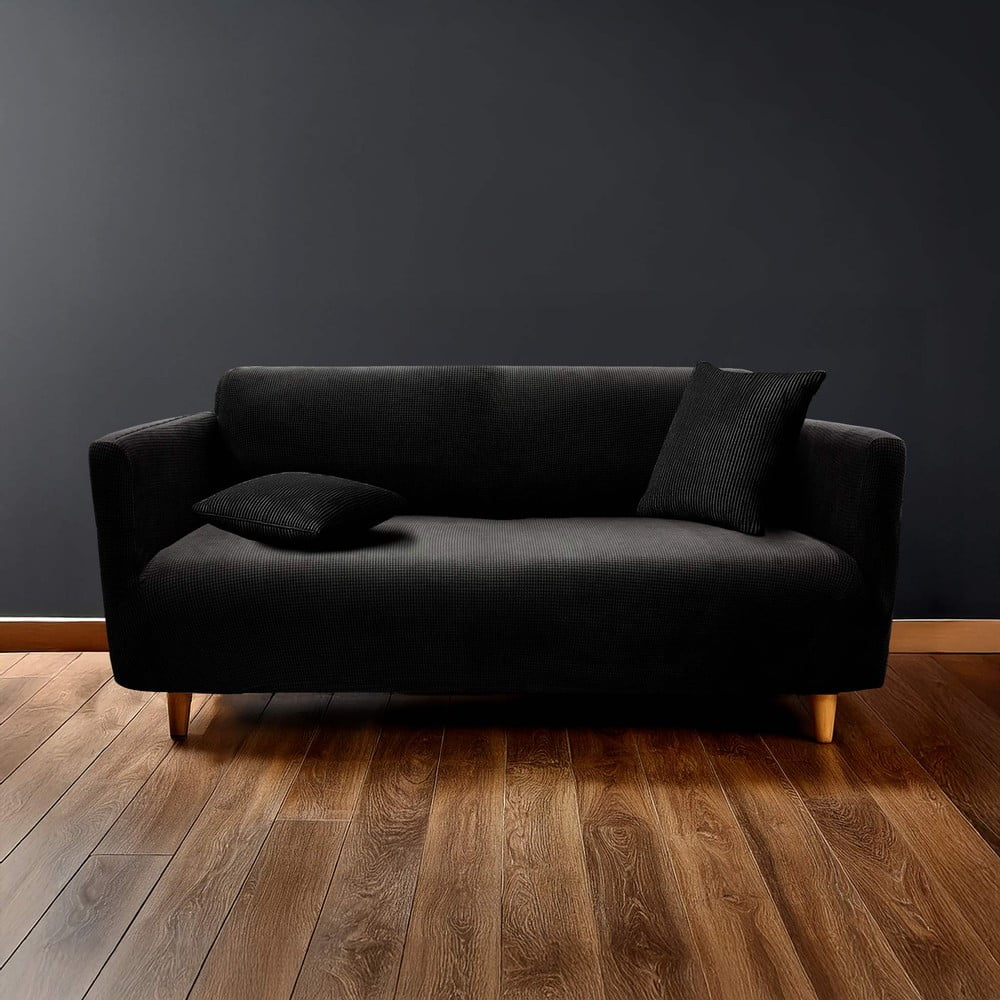 Černý 3místný napínací potah na pohovku Sacha – douceur d'intérieur Douceur d intérieur