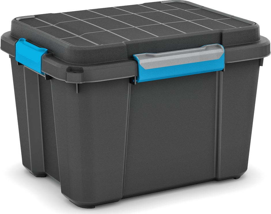 Černý plastový úložný box s víkem 49
