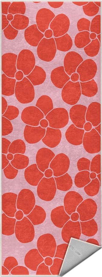 Červený/růžový pratelný běhoun 80x200 cm Poppy Fields – Mila Home Mila Home