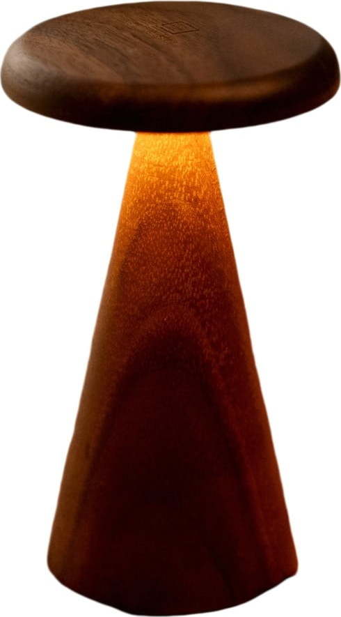 LED stolní lampa v tmavě přírodní barvě s dřevěným stínidlem (výška 21 cm) Sylva – Gingko Gingko