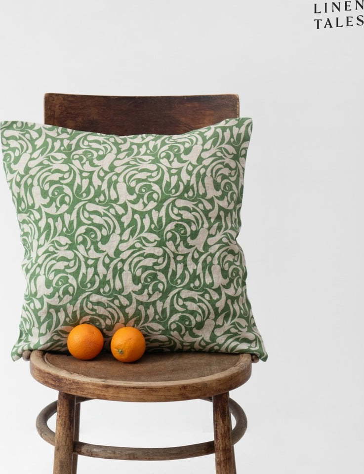 Lněný povlak na polštář 45x45 cm Evergreen Damask – Linen Tales Linen Tales