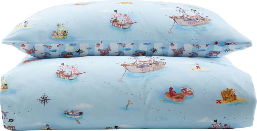 Modré bavlněné dětské povlečení na dvoulůžko 200x200 cm Pirates – Belle & Boo Belle & Boo