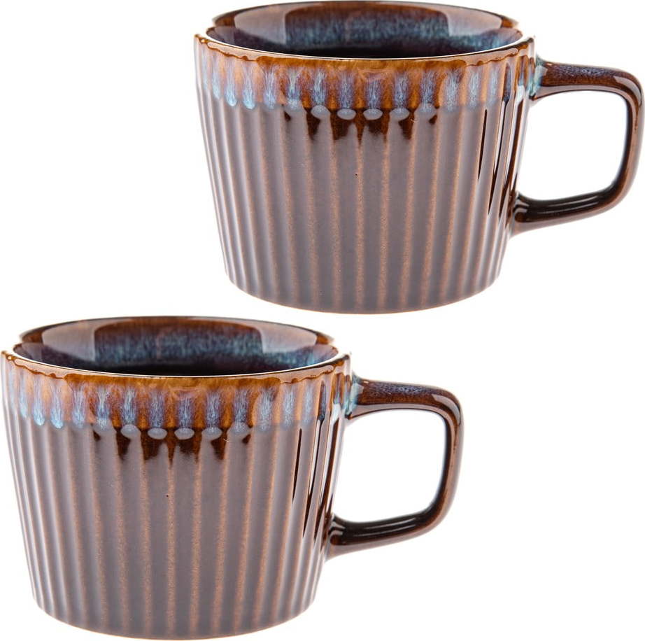 Modré/hnědé hrnky v sadě 2 ks na cappuccino z kameniny 190 ml Tone – Dakls Dakls