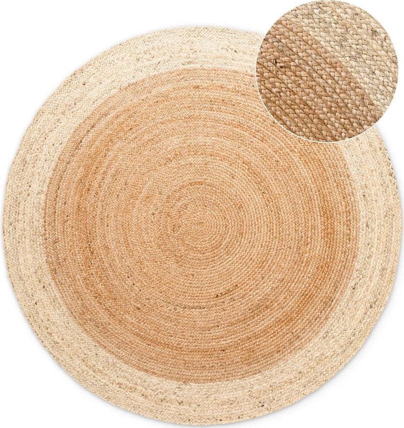 Oboustranný/ručně tkaný jutový kulatý koberec v přírodní barvě ø 240 cm Jutta Gold – Hanse Home Hanse Home