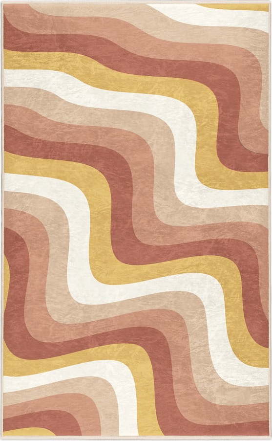 Okrově žlutý/starorůžový pratelný koberec 60x100 cm Creamy Strawberry Swirl – Mila Home Mila Home