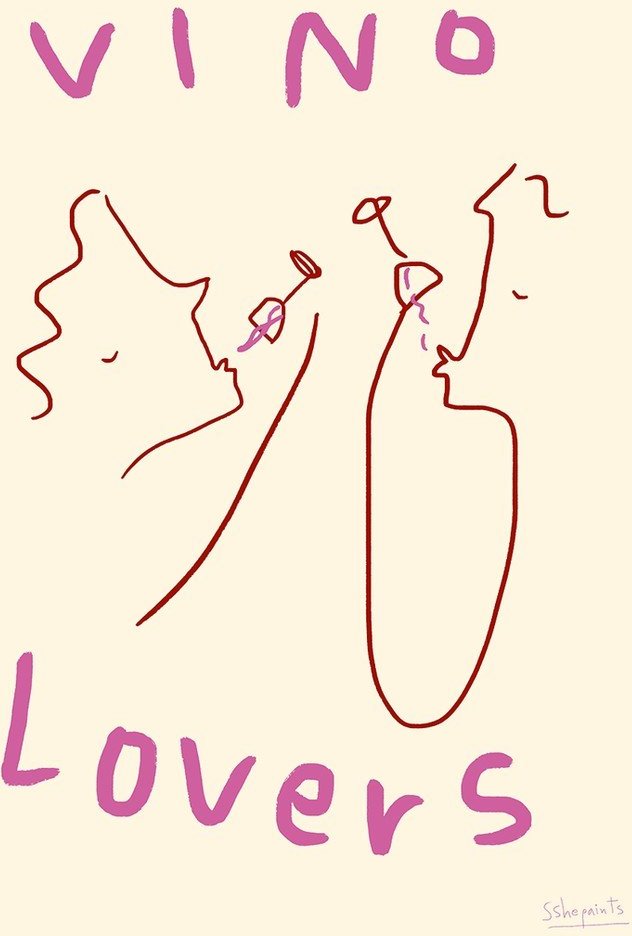 Plakát 50x70 cm Vino Lovers – Ruby Hughes – The Poster Club The Poster Club